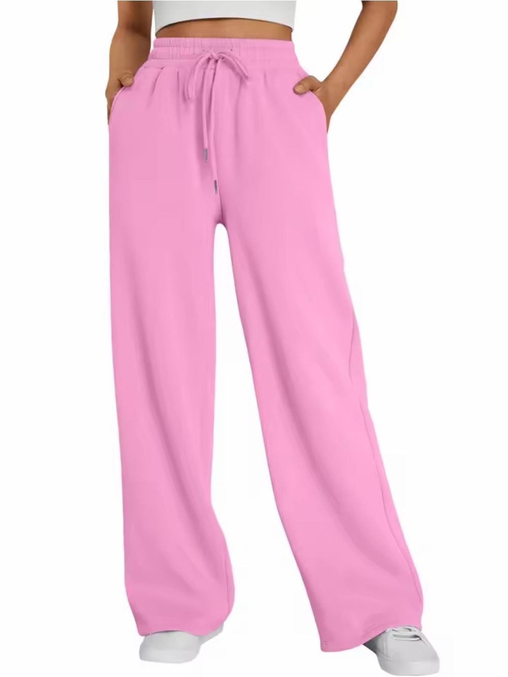 Pink Wide-Leg Women's Sweater Pants - Casual Comfort